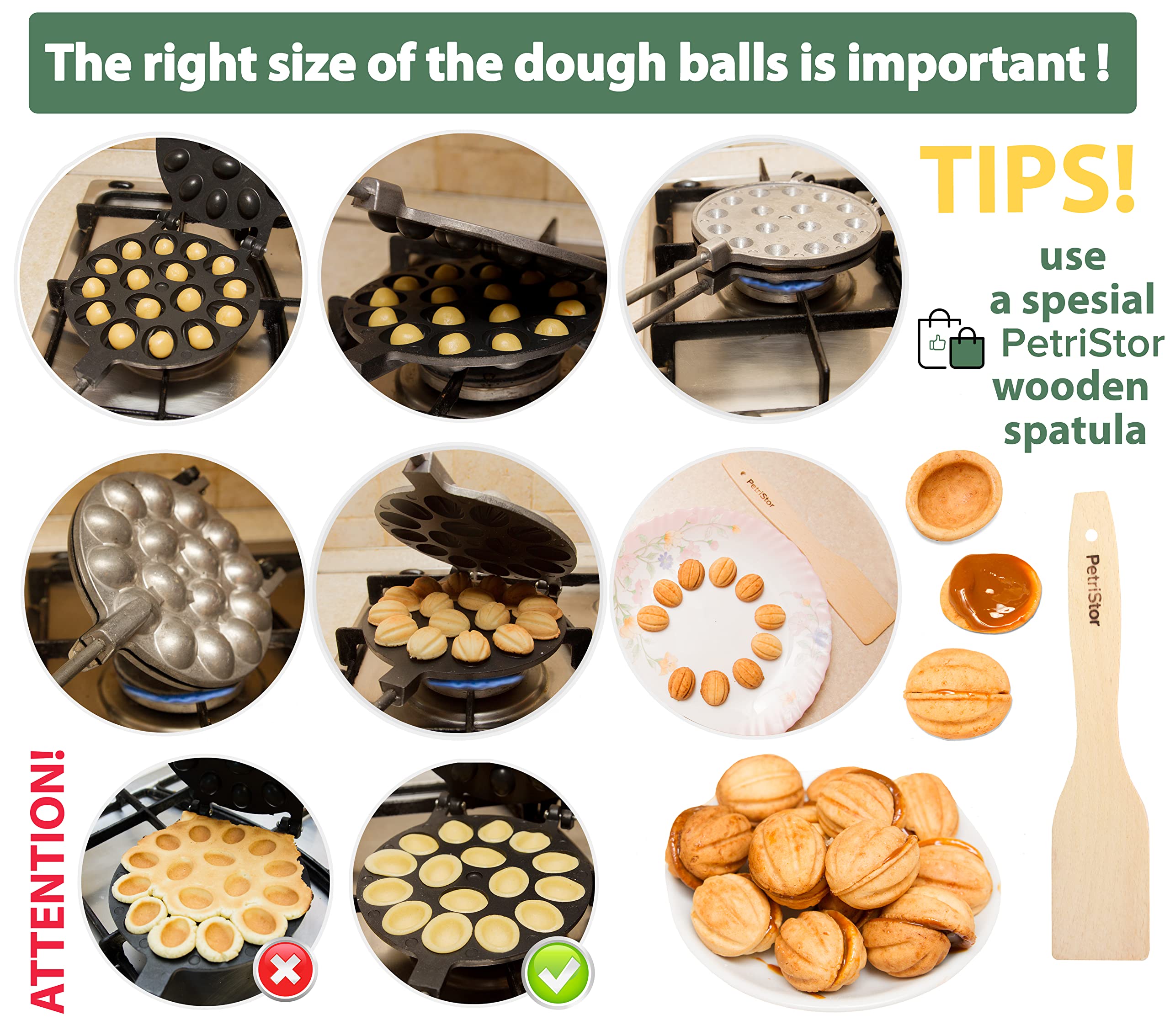PetriStor walnut cookie mold 6.2-inch diameter for uniform cookies.