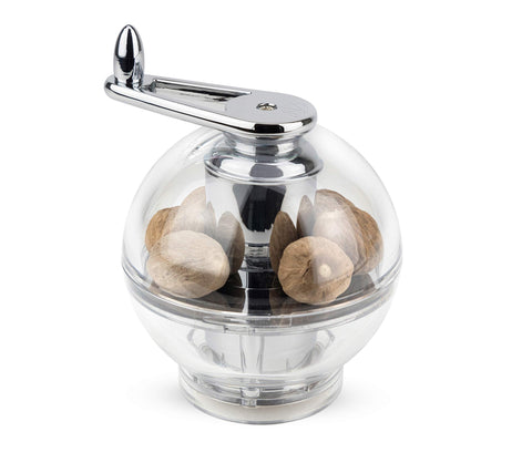 Peugeot 19501 Tidore Nutmeg Mill in clear acrylic for precise nutmeg shaving.