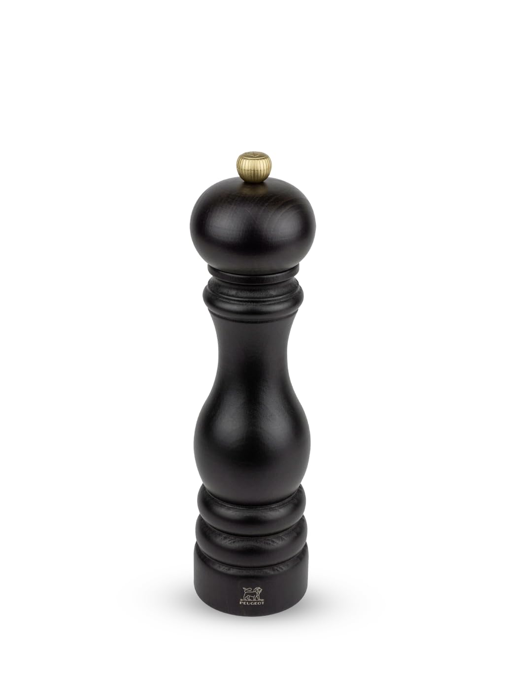 Peugeot Paris manual pepper mill in chocolate finish shows precise grind for table flavor.