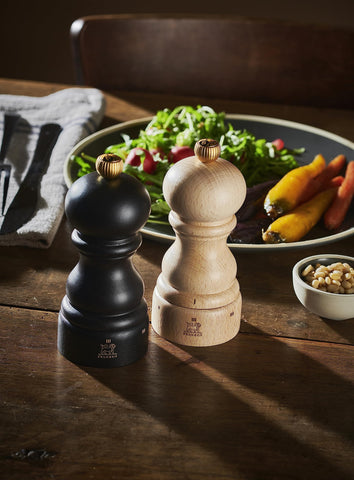 Peugeot Paris u'Select pepper mill in chocolate finish, top view, easy refilling.
