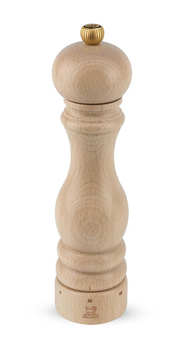 Peugeot Paris u'Select pepper mill in natural beechwood, top view ideal for precise table seasoning.