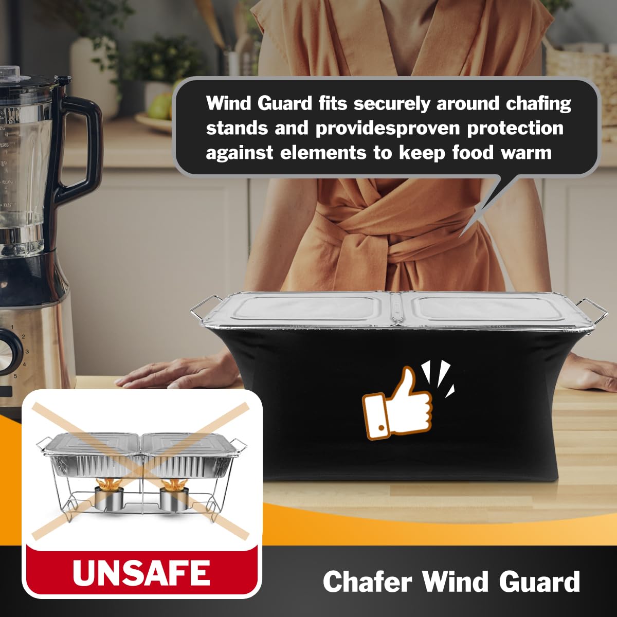 Peurif Chafer Wind Guard flame-resistant fabric for safer outdoor catering