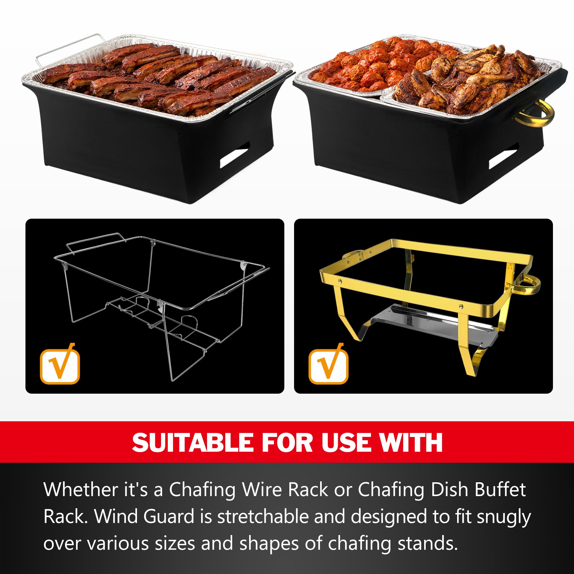Peurif Chafer Wind Guard blocks wind to preserve food appearance
