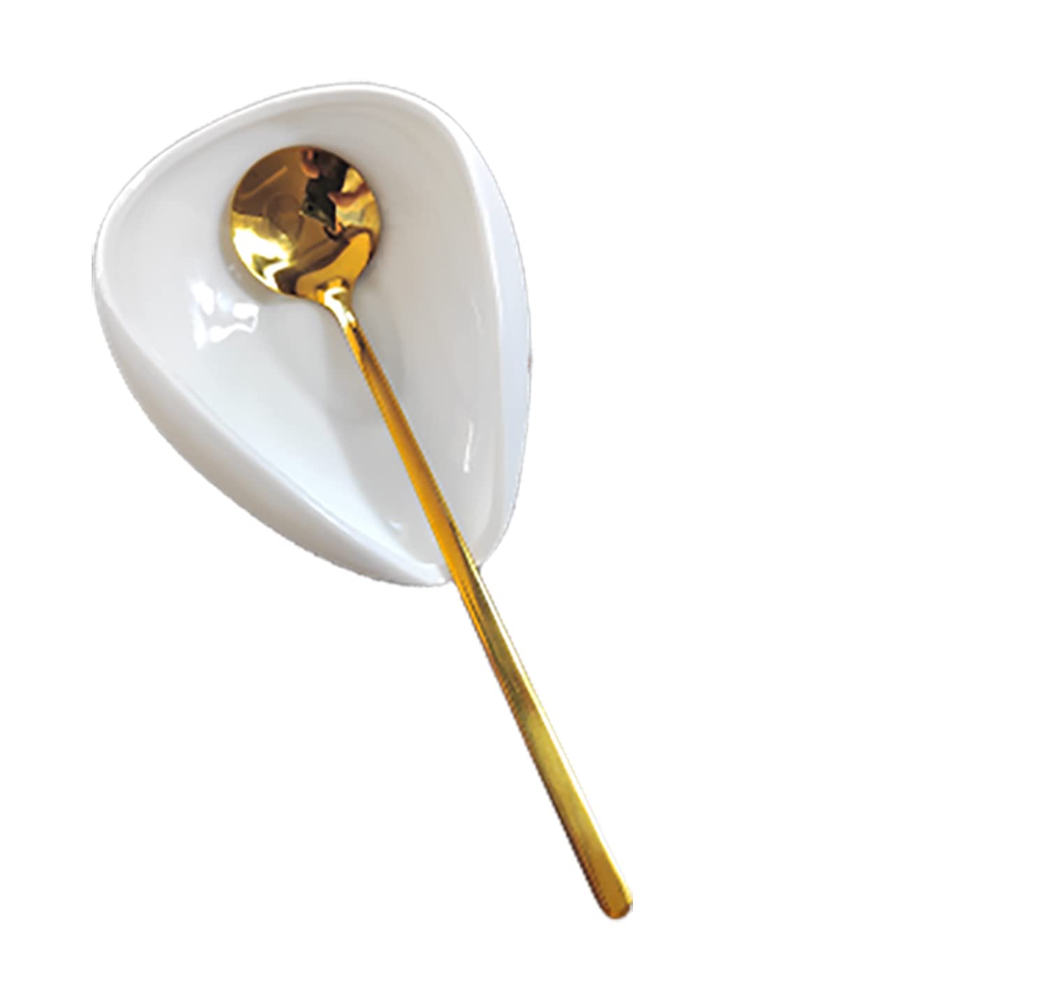 PFCTRJR coffee spoon rest with white-gold finish keeps spoons off the counter.