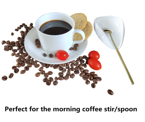 PFCTRJR mini ceramic spoon holder in white-gold stylishly stores espresso spoons.