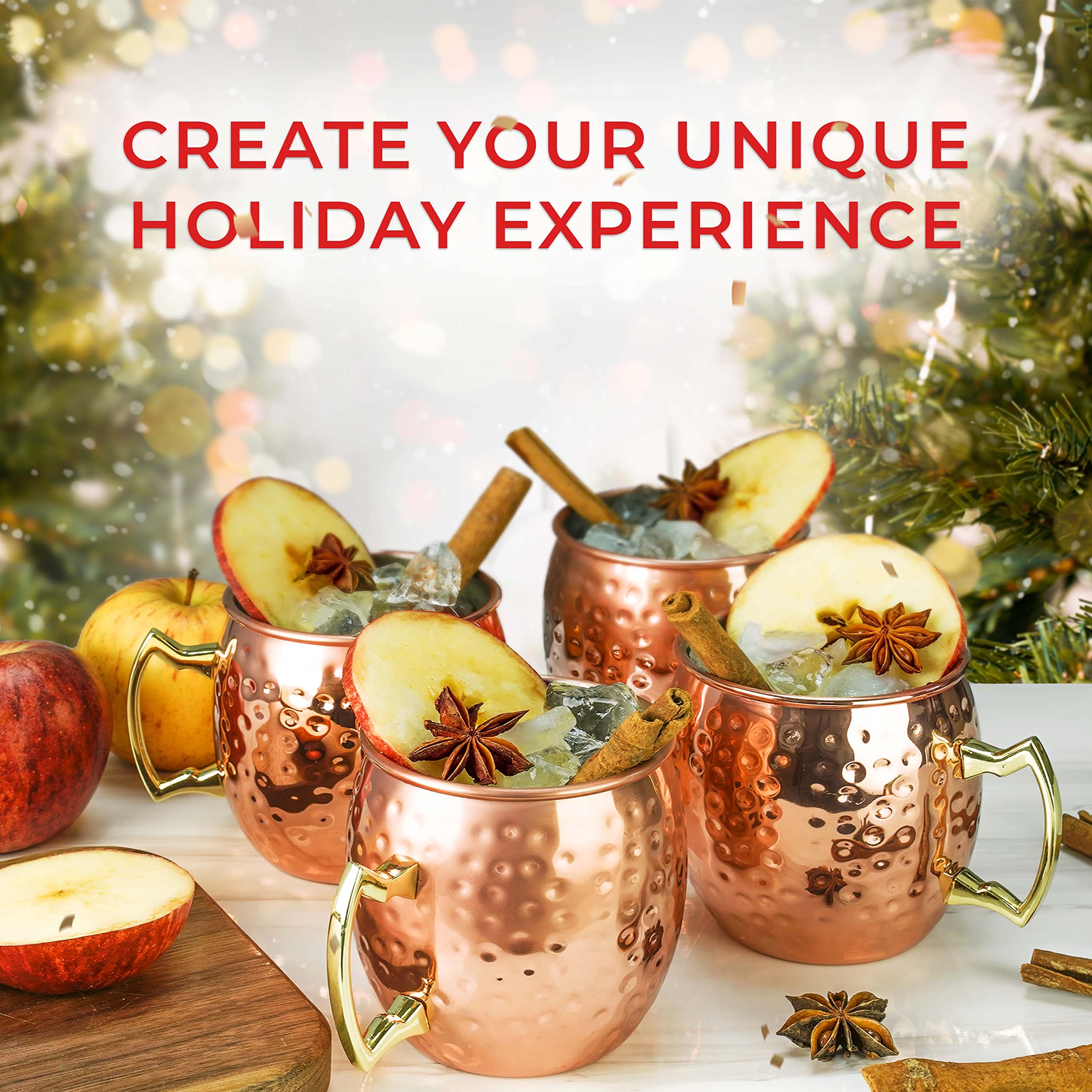 PG Moscow Mule Mugs feature a comfortable brass handle for a secure grip.