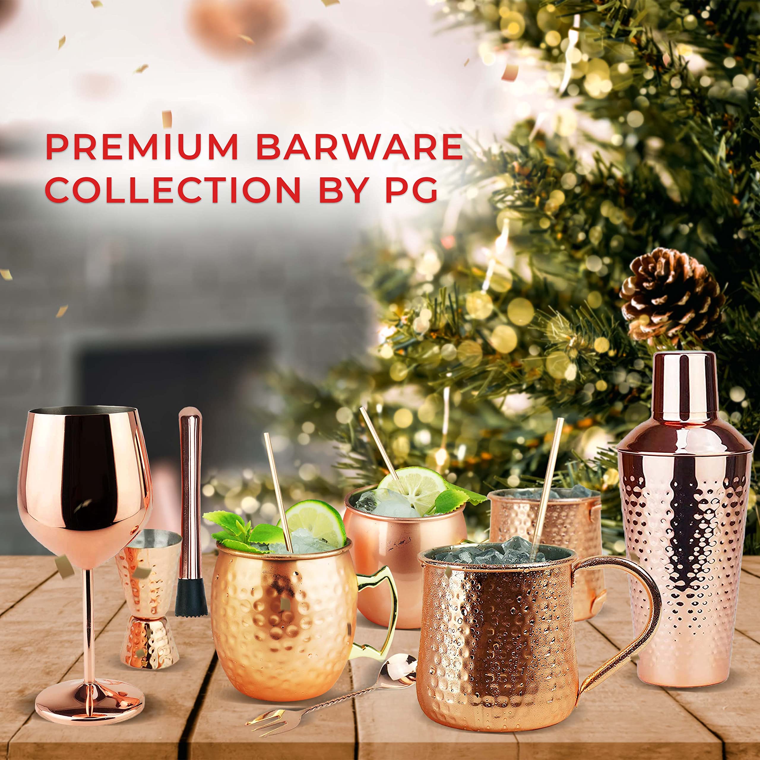 PG Moscow Mule Mugs set of 4 ideal for entertaining guests at home.
