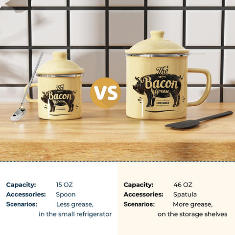 PGYARD bacon grease keeper with removable strainer for cleaner grease