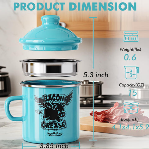 PGYARD 15 oz grease keeper ideal for daily cooking needs
