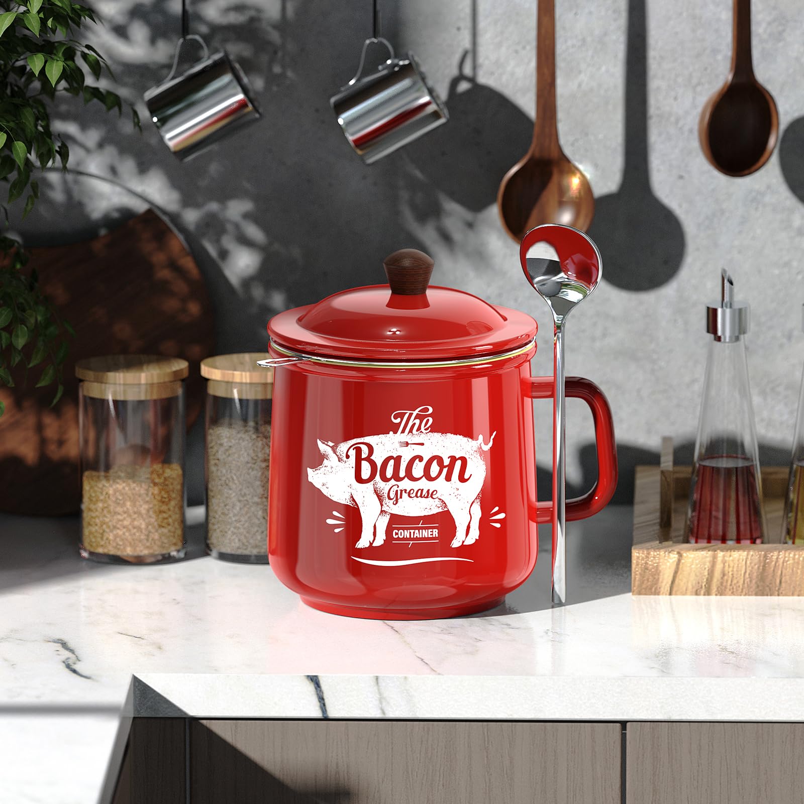 Compact, spill-free transfer with the included spoon for scraping and stirring.