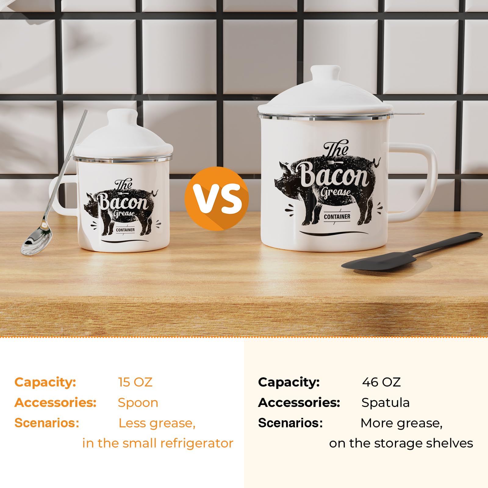 304 stainless steel strainer filters grease while keeping solids separate.