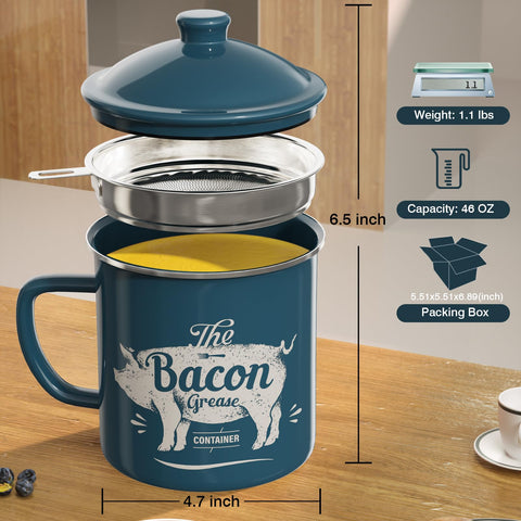 PGYARD bacon grease strainer close-up with stainless mesh for clean separation