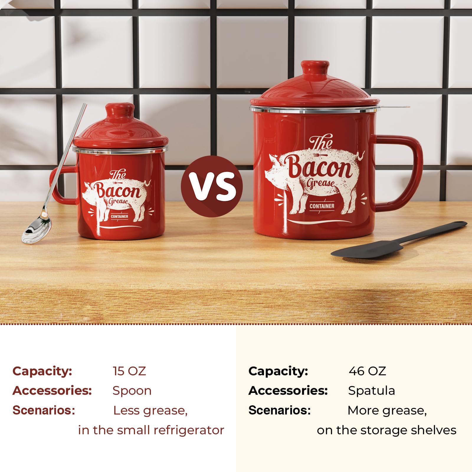 PGYARD bacon grease keeper with lid blocks odors and dust
