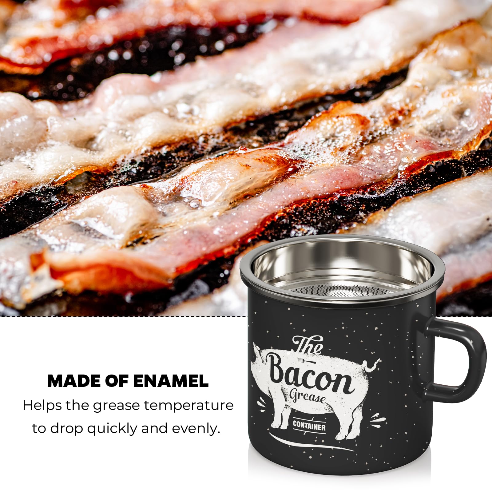 PGYARD 15oz grease keeper is dishwasher-safe for quick cleaning.