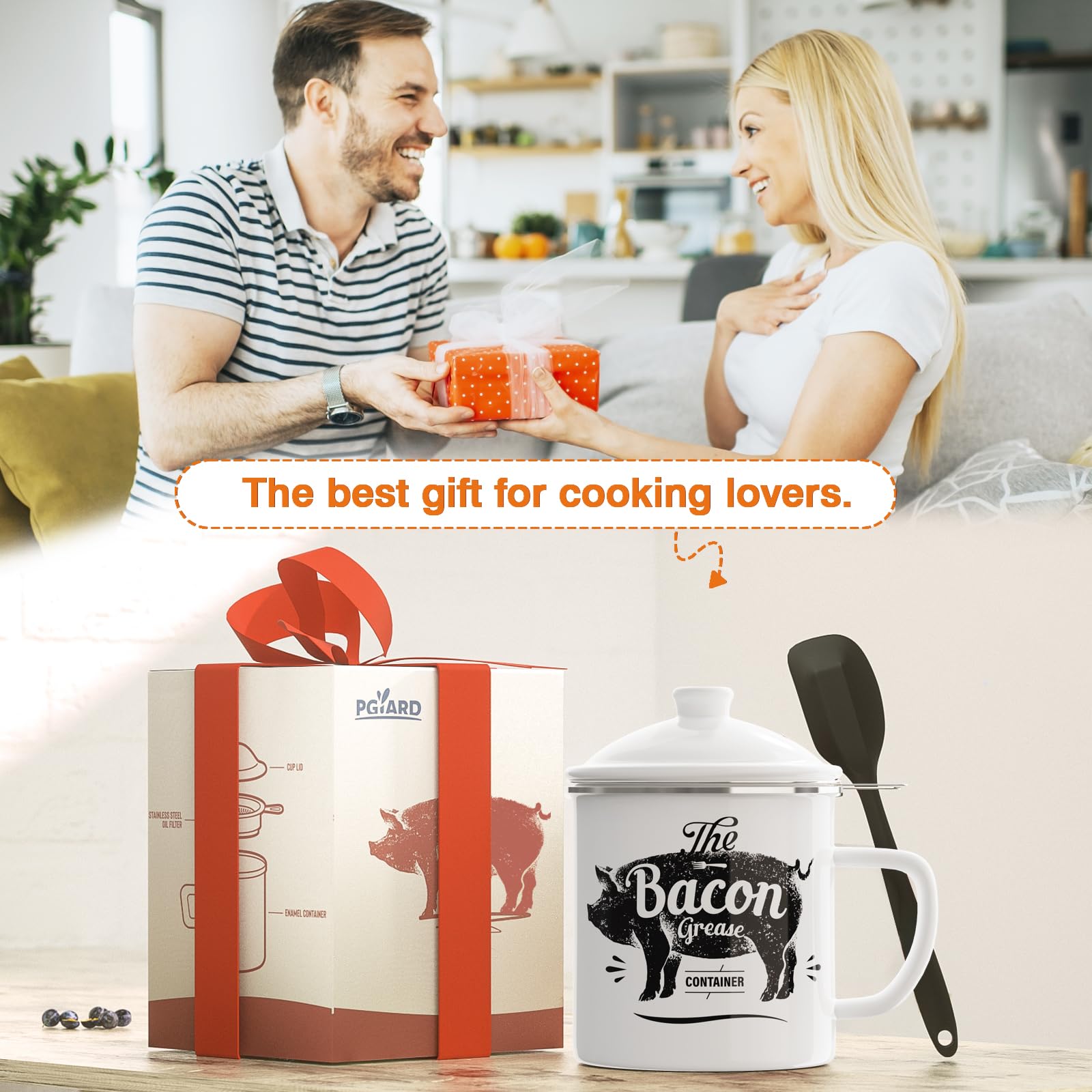 PGYARD dishwasher-safe grease container for quick cleanup after cooking.