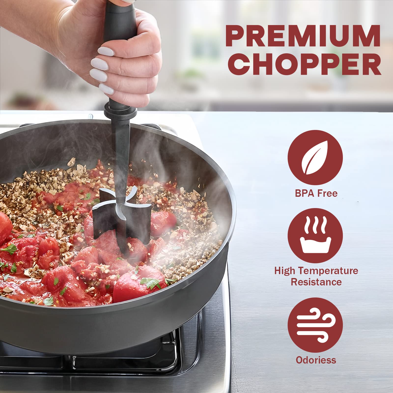 PGYARD ergonomic-handle meat smash tool reduces hand fatigue during prep.