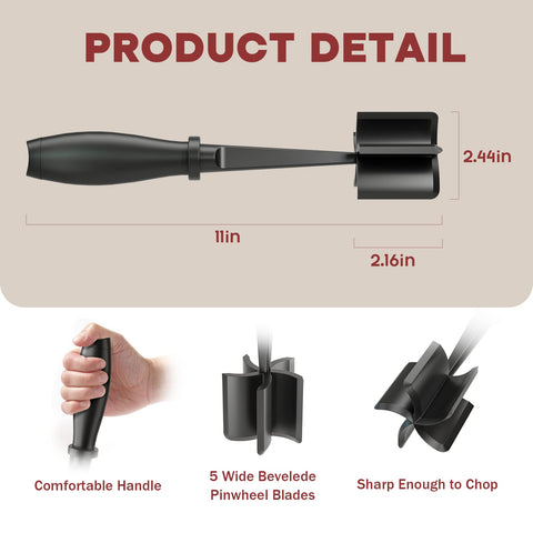 PGYARD hamburger smasher with five blades for efficient chopping and mixing.