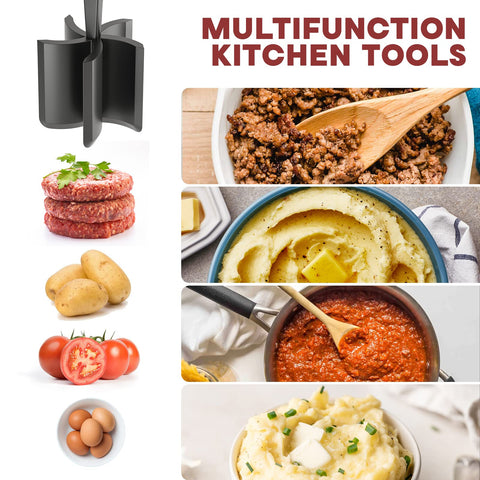 PGYARD heat-resistant meat masher withstands high heat for safe cooking on all pans.