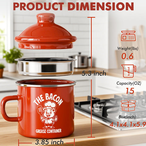 PGYARD 15 oz grease saver is dishwasher-safe for easy cleanup