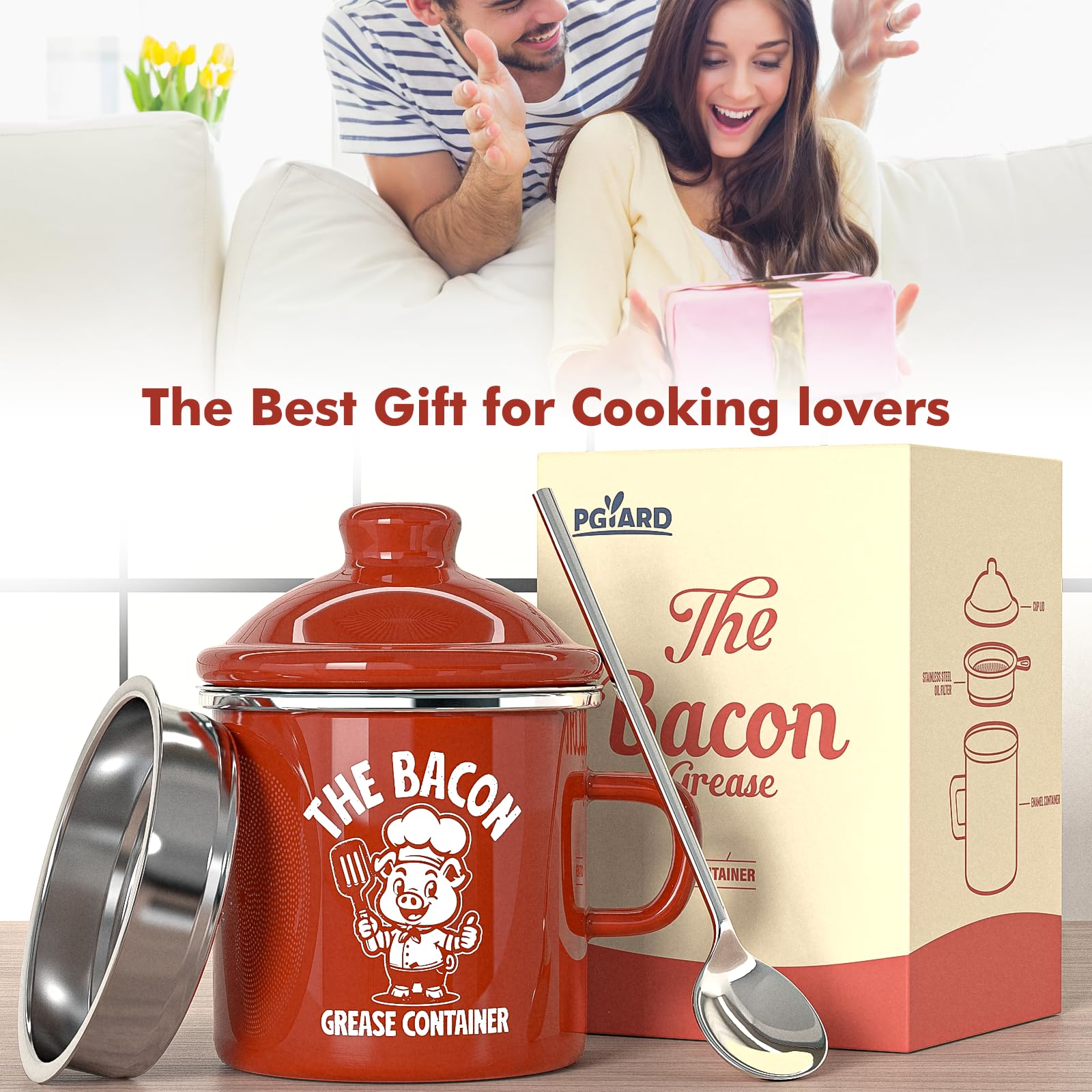 PGYARD retro-design bacon grease saver highlights farmhouse style