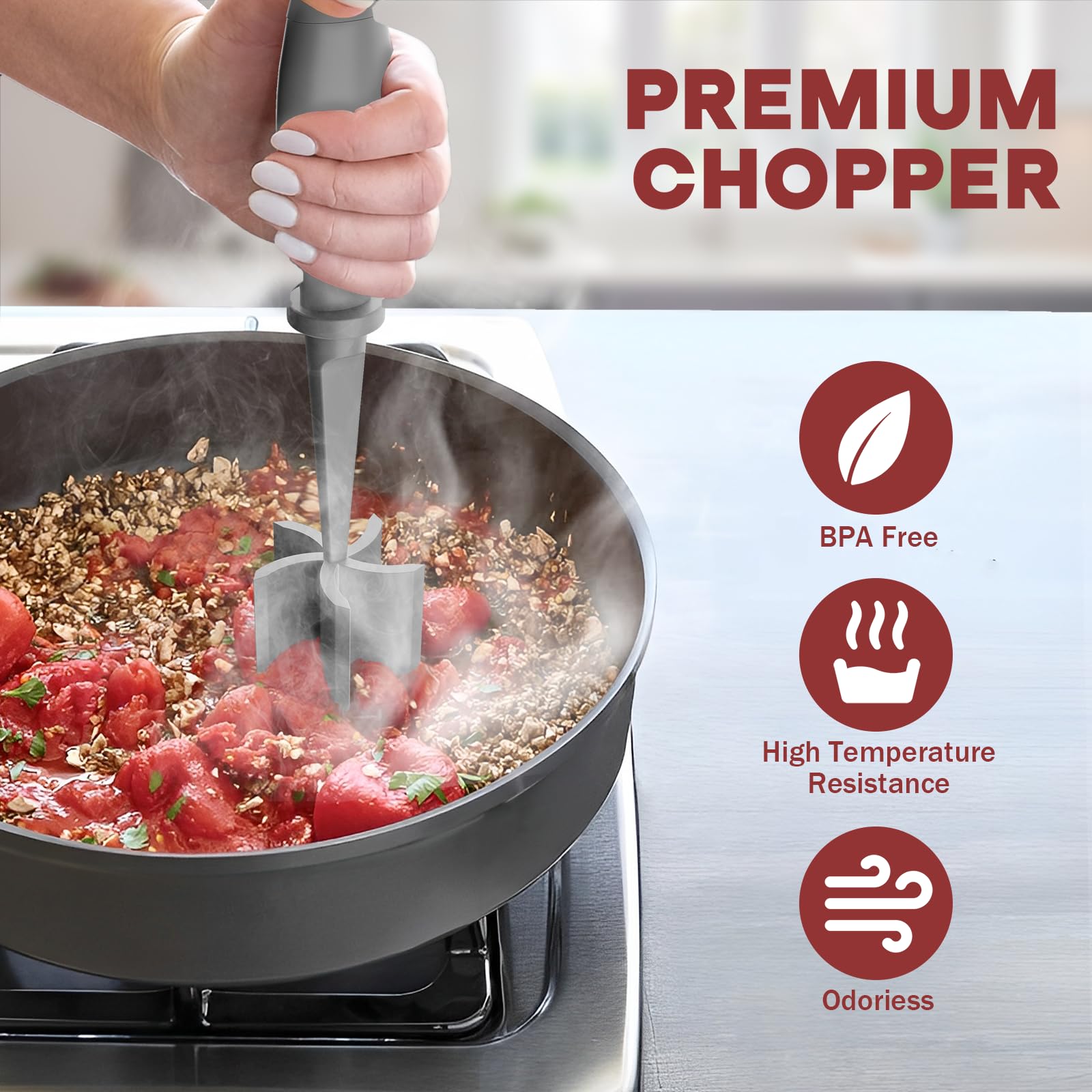 PGYARD non-stick safe meat chopper reduces sticking and cleanup
