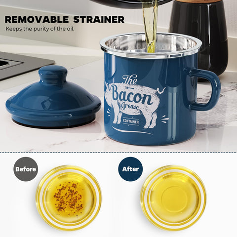 PGYARD removable stainless steel strainer ensures clean fat separation