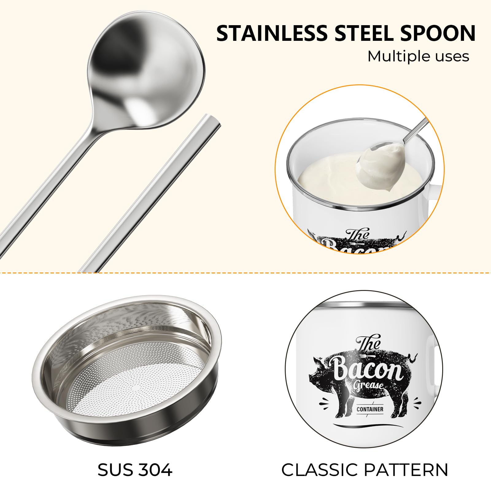Retro farmhouse enamel finish adds stylish charm to kitchen storage.