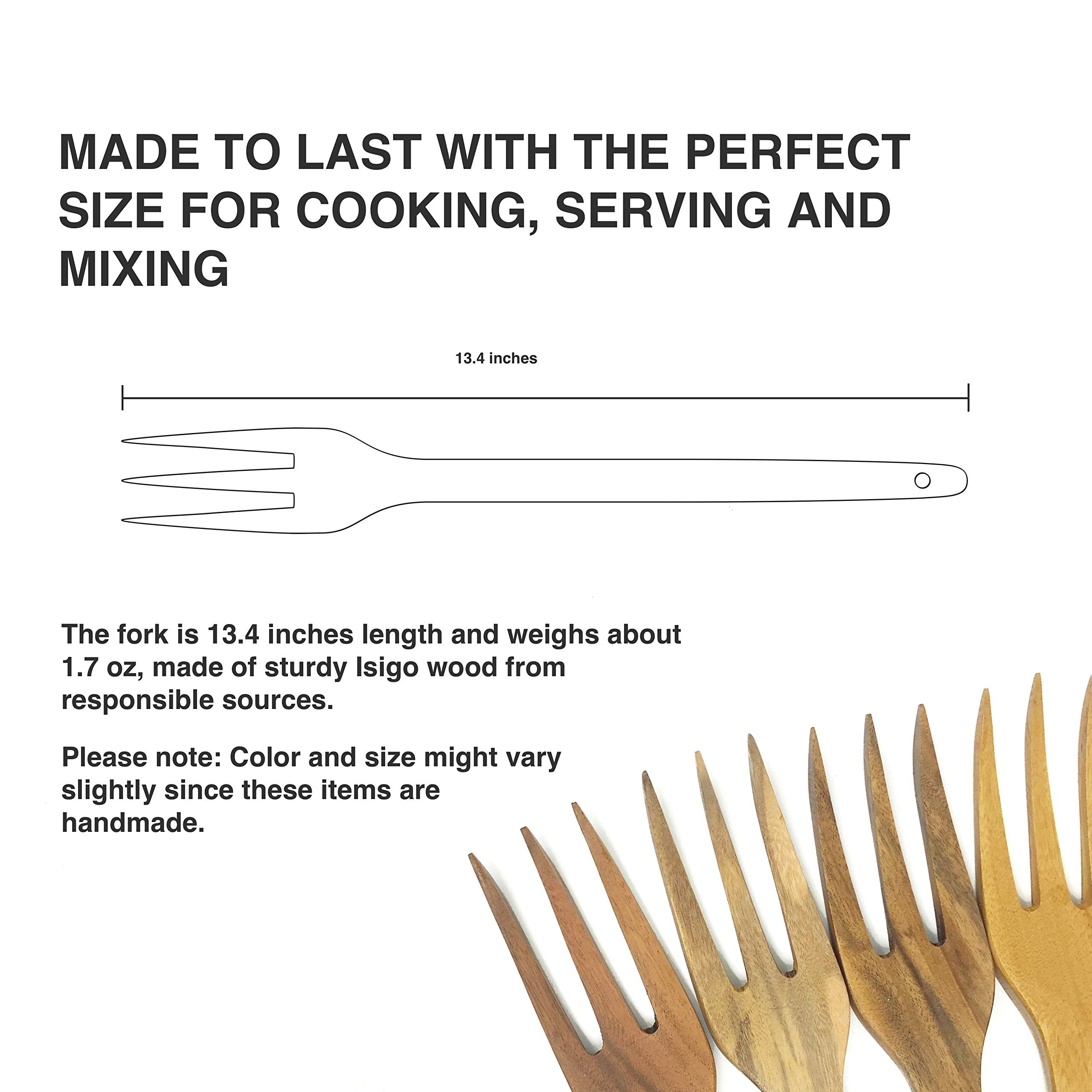 Phai Designs wooden fork three tines handcrafted detail highlighting artisan texture