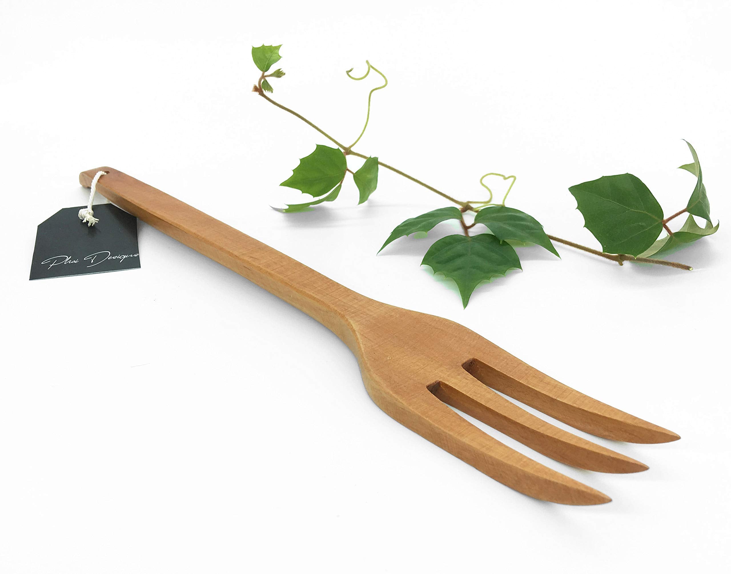 Phai Designs wooden fork three tines heat resistant feature suitable for hot dishes