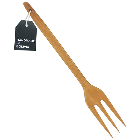 Phai Designs wooden fork three tines close-up showing natural wood grain and craftsmanship