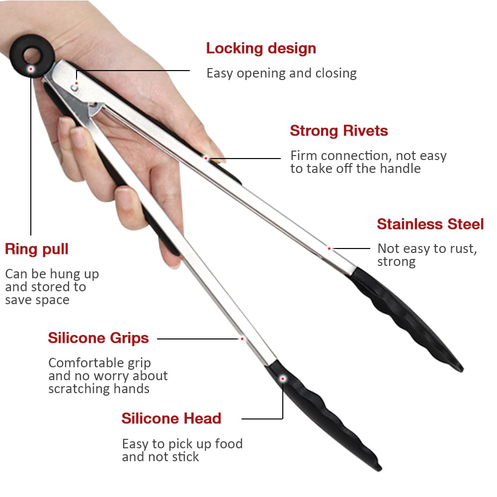 Pharamat 12-inch tongs ideal for grilling and roasting