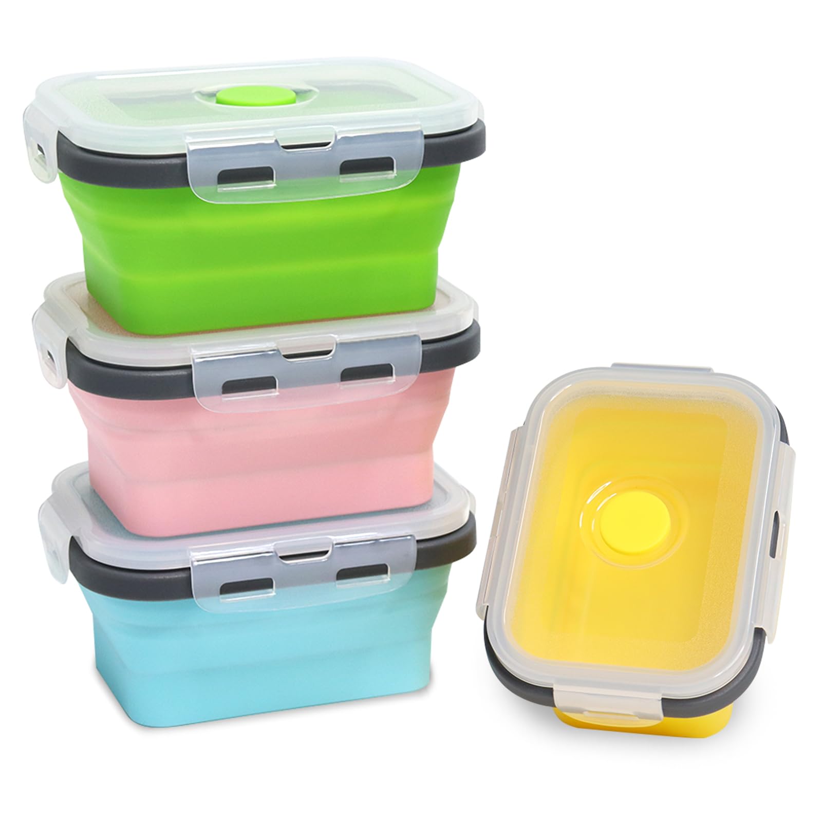 Pharamat 12oz collapsible container with lid closed, preserving freshness.