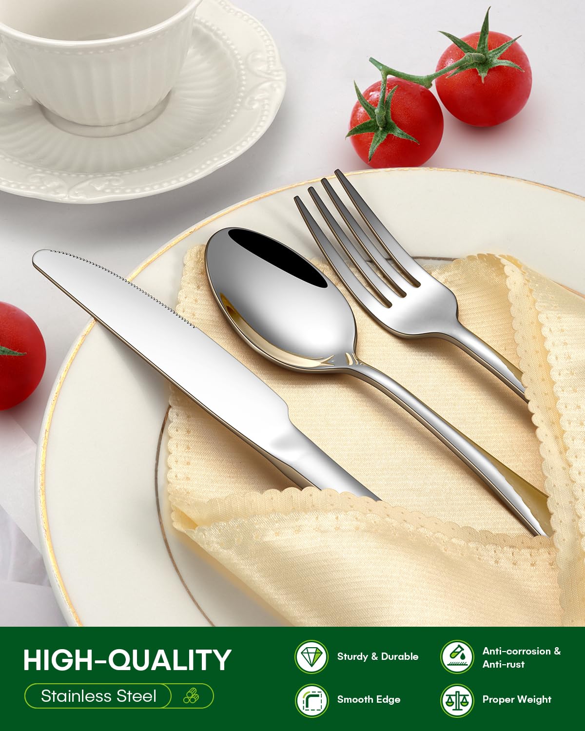 PHILIPALA dinner knives and forks with ergonomic handles for comfortable, extended dining