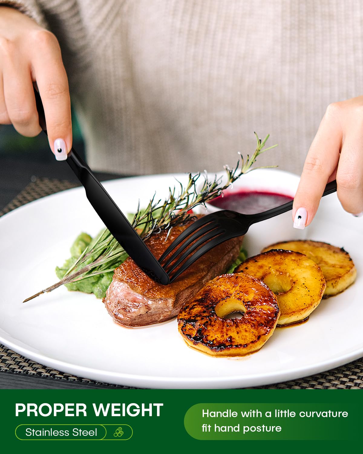 PHILIPALA ergonomic handles provide comfortable grip for long meals