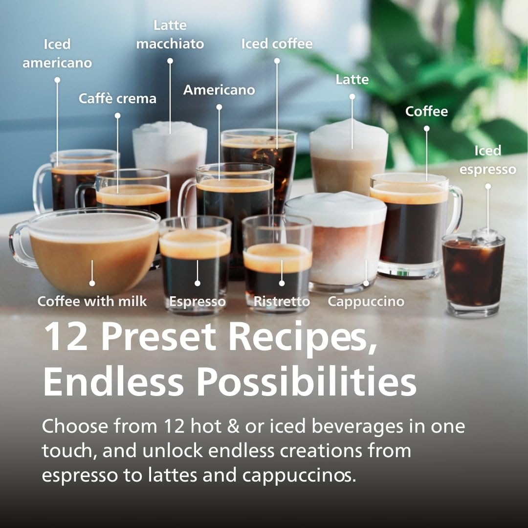 Philips 4400 LatteGo milk system froths silky milk for cafe-style drinks at home.