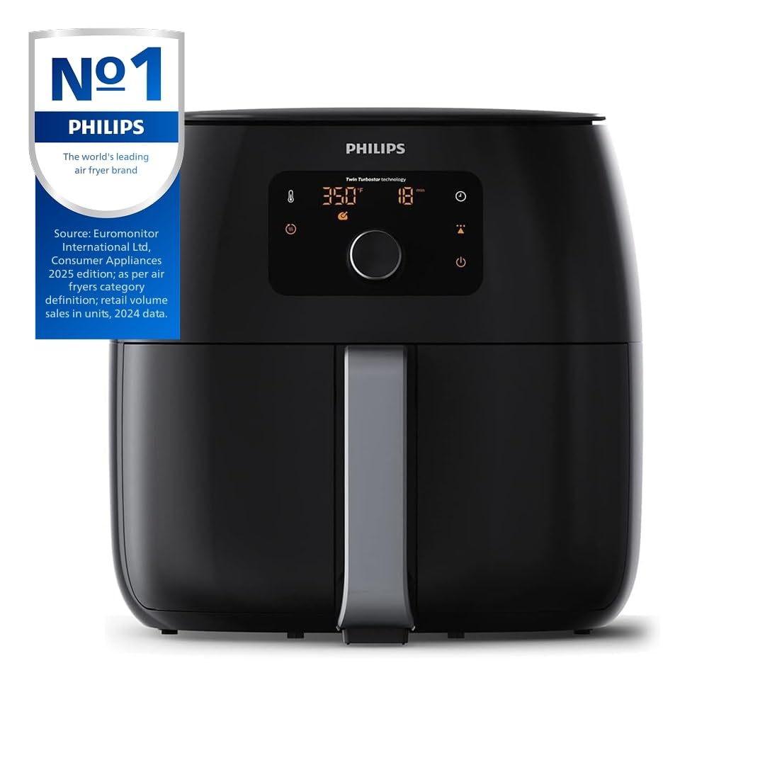 Philips Premium Airfryer XXL digital display for easy, precise cooking control