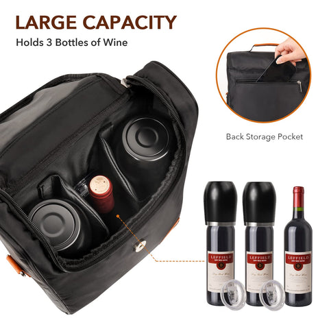 Philiva wine tote with tumblers highlights included stainless steel glasses for easy tastings.