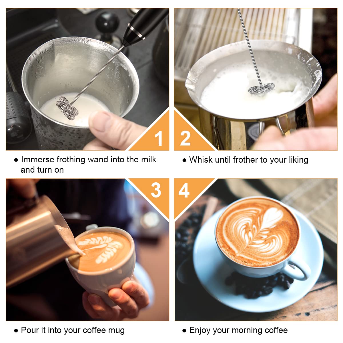 Philorn milk frother wand detachable whisks for versatile mixing