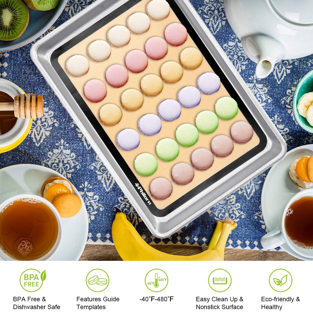 Philorn nonstick mat releases dough easily for clean baking.