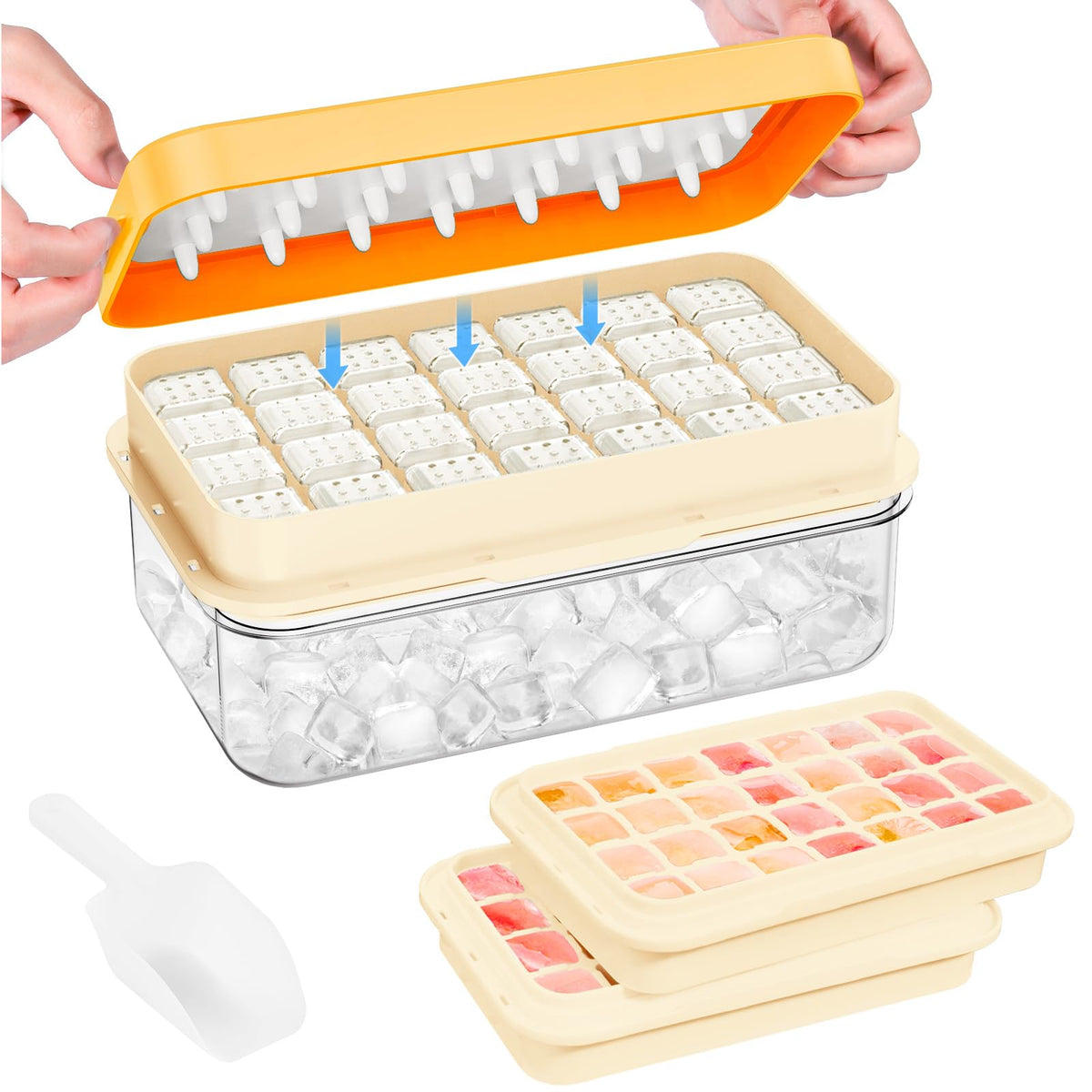 PHINOX ice tray with lid close-up highlighting easy-release mechanism.