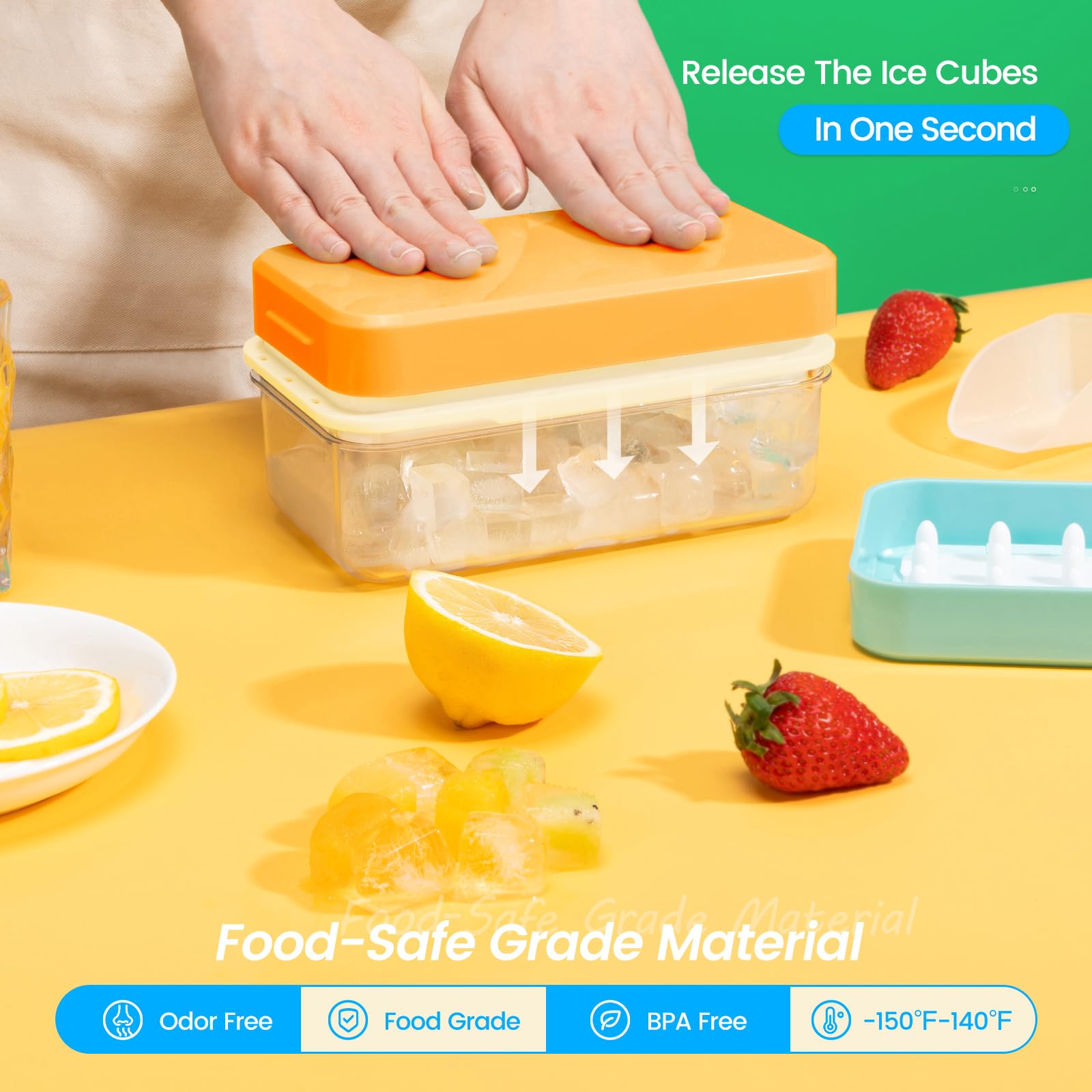 PHINOX stackable ice tray design saves freezer space.