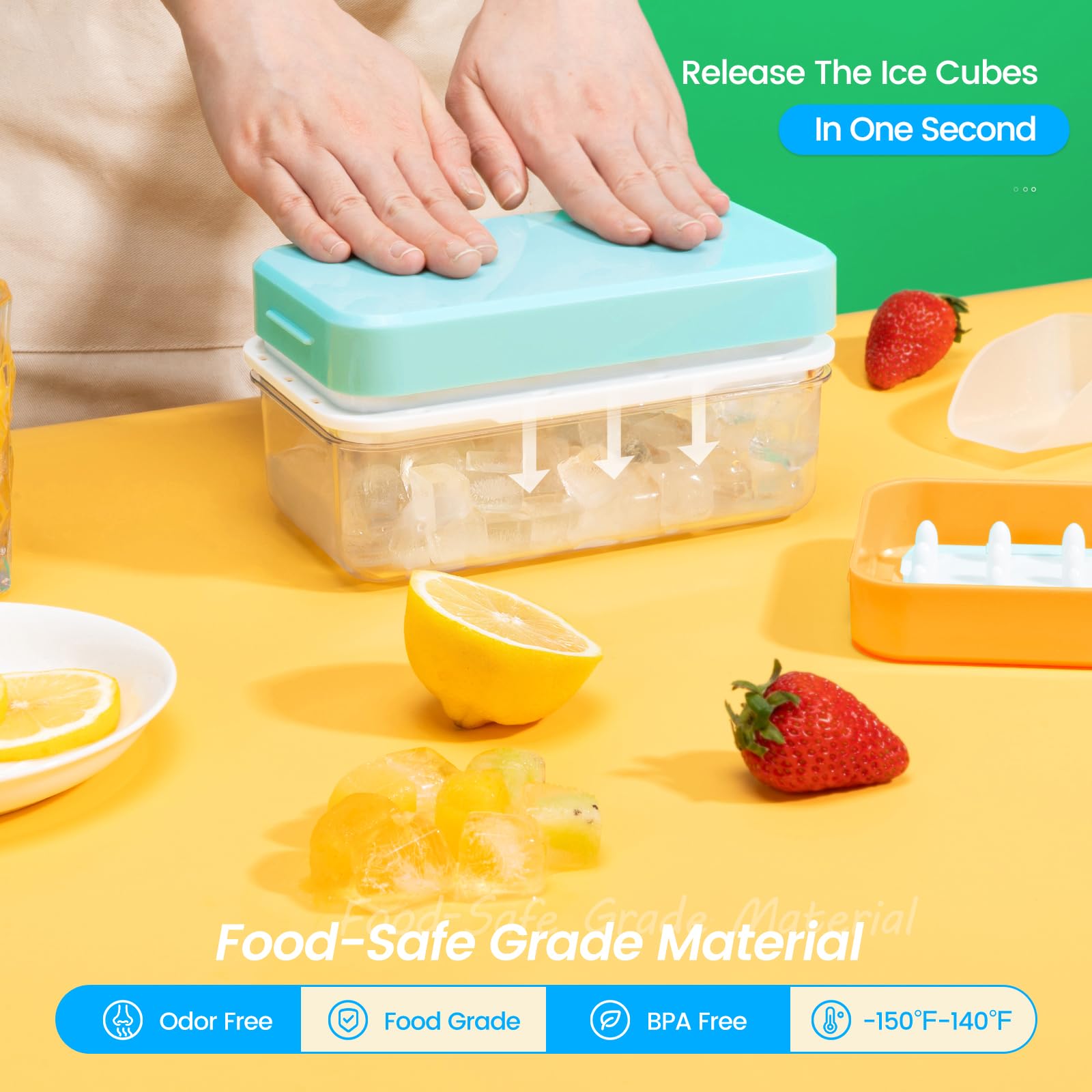 PHINOX push-release ice tray enables quick unmolding.