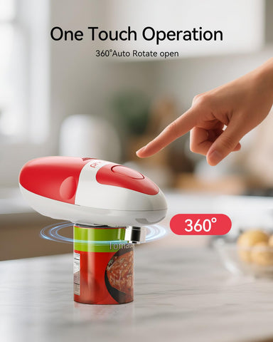 Phniti cordless can opener powered by batteries for flexible kitchen or camping use.