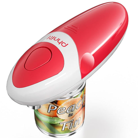 Phniti handheld electric can opener in action with one-touch operation, ideal for seniors.