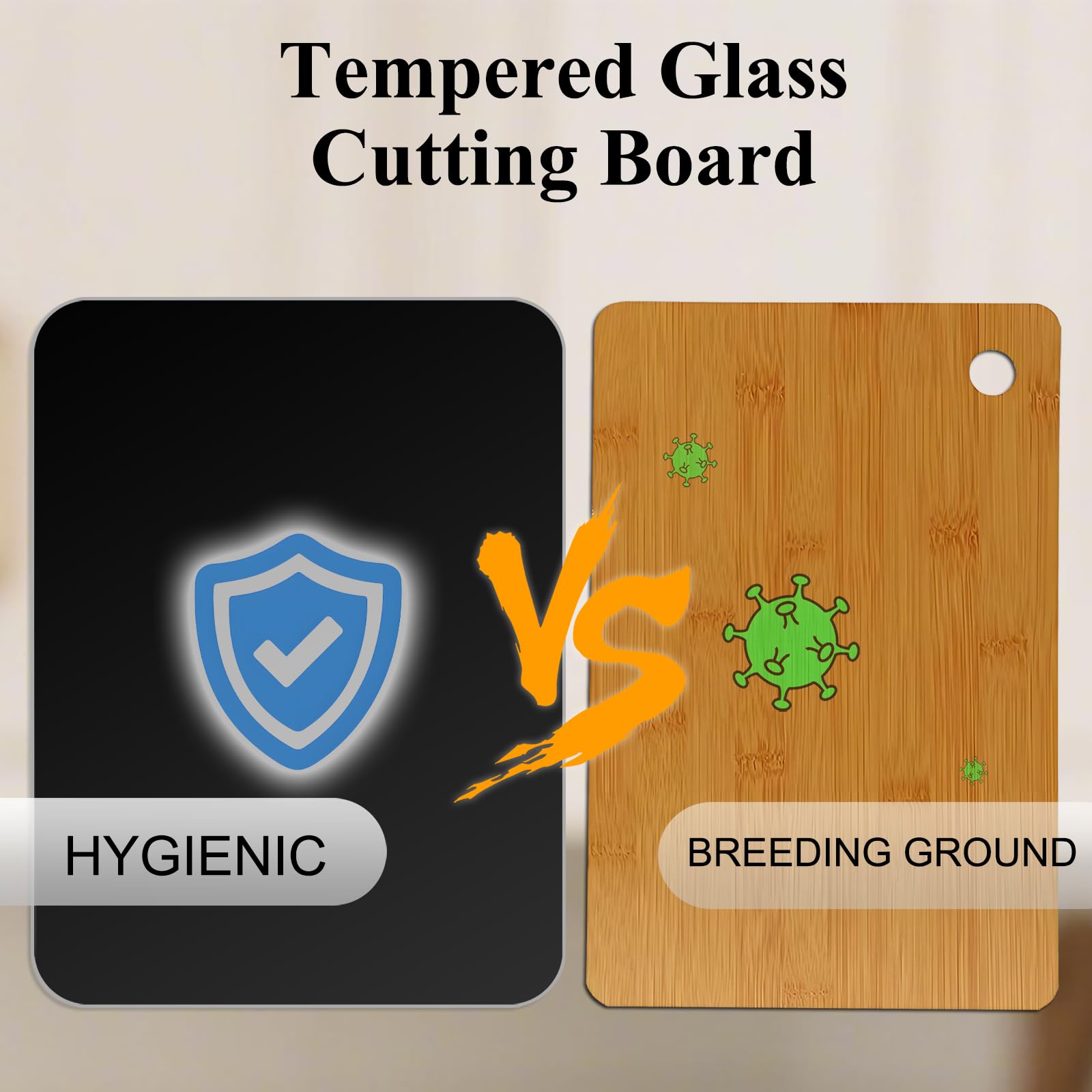 Phore tempered glass cutting board 12x8 black ideal for serving