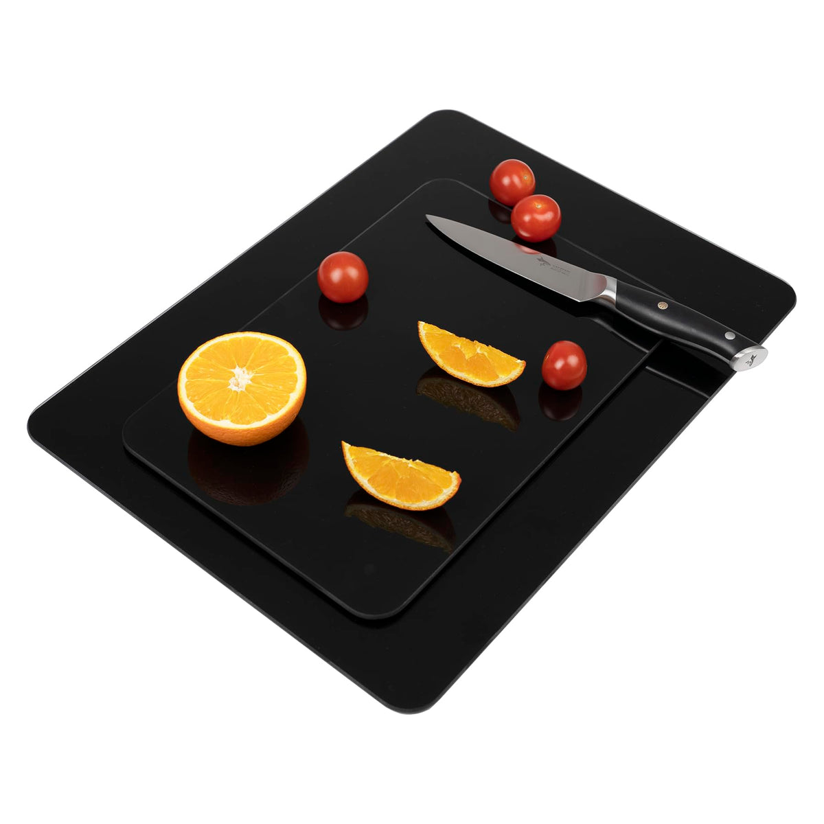 Phore tempered glass cutting board 16x12 black with stable non-slip feet
