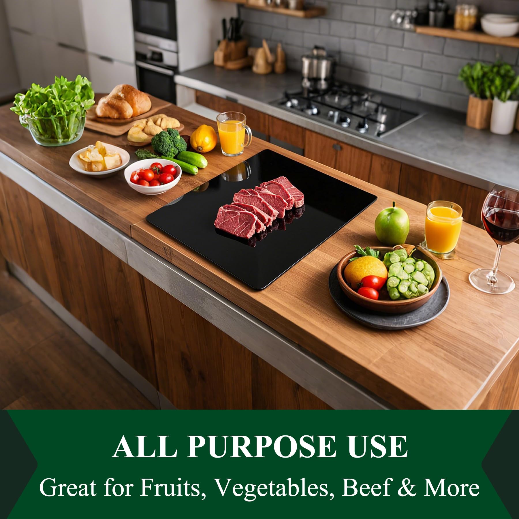 Phore glass board resists knife marks for long-lasting smoothness.