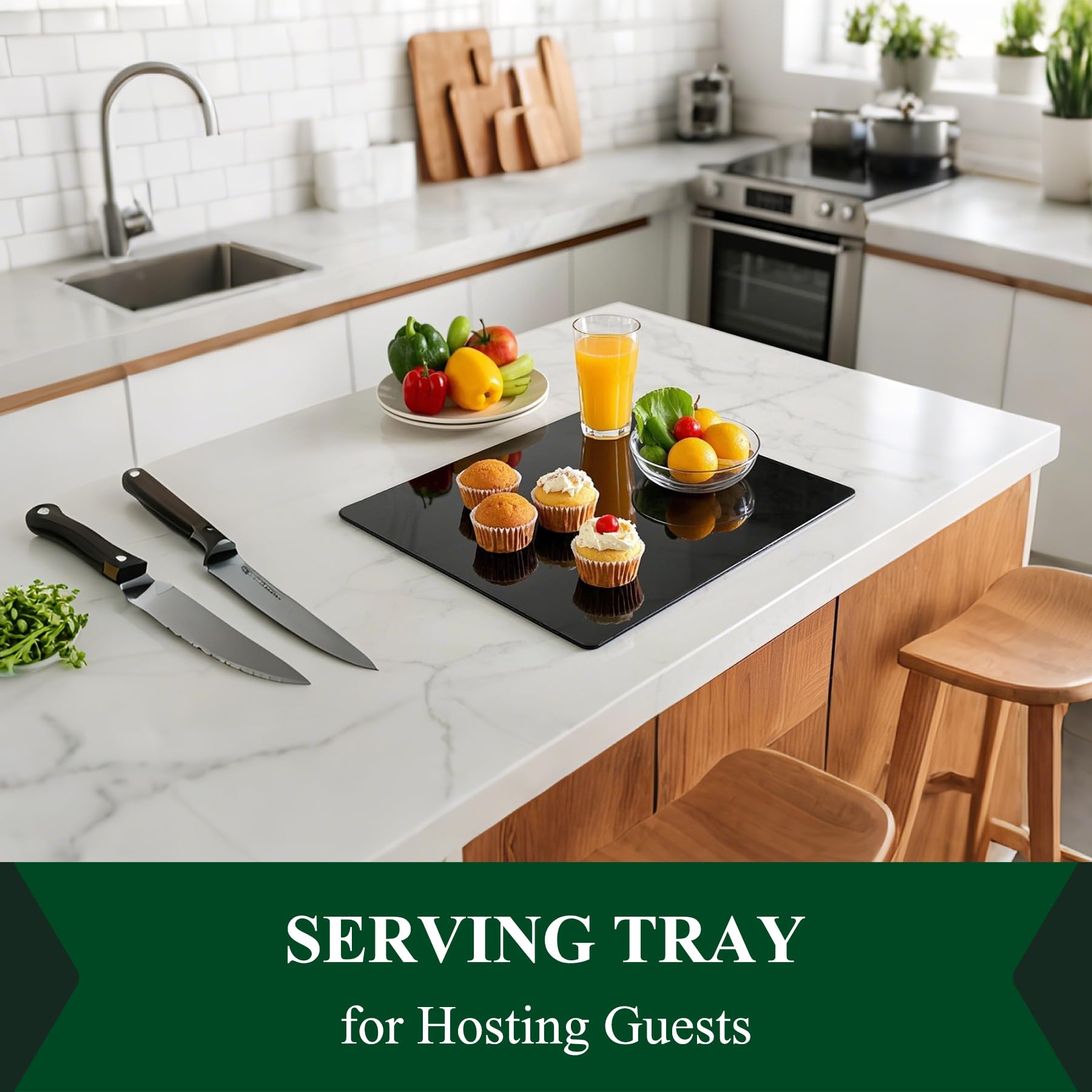 Phore cutting board with non-slip feet stays steady during food prep.