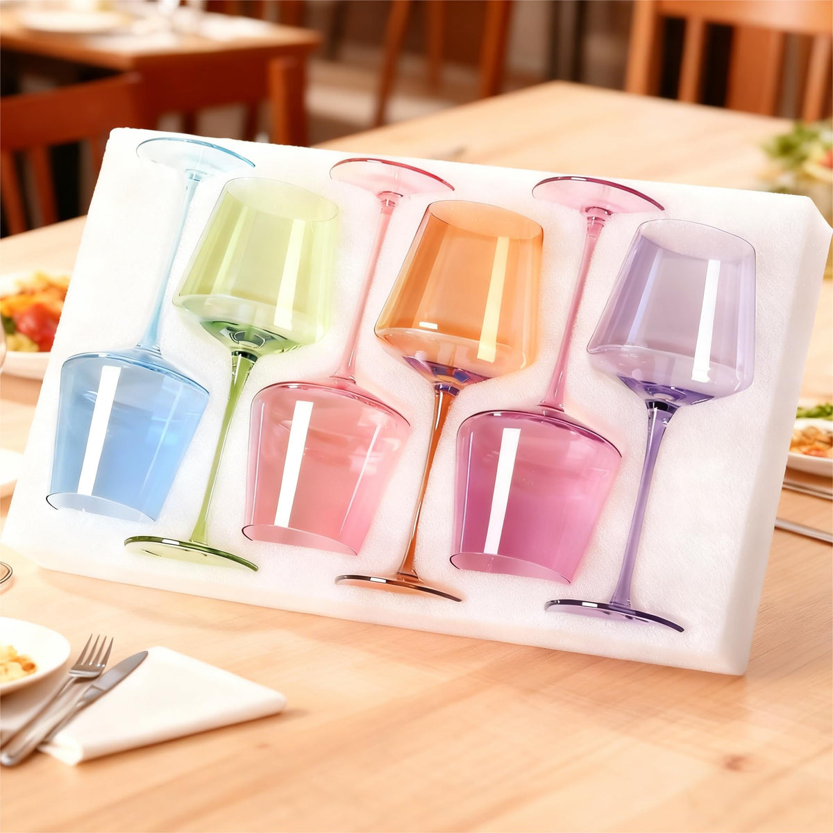 Physkoa colored wine glasses long stem enable easy sipping and an elegant dining aesthetic.