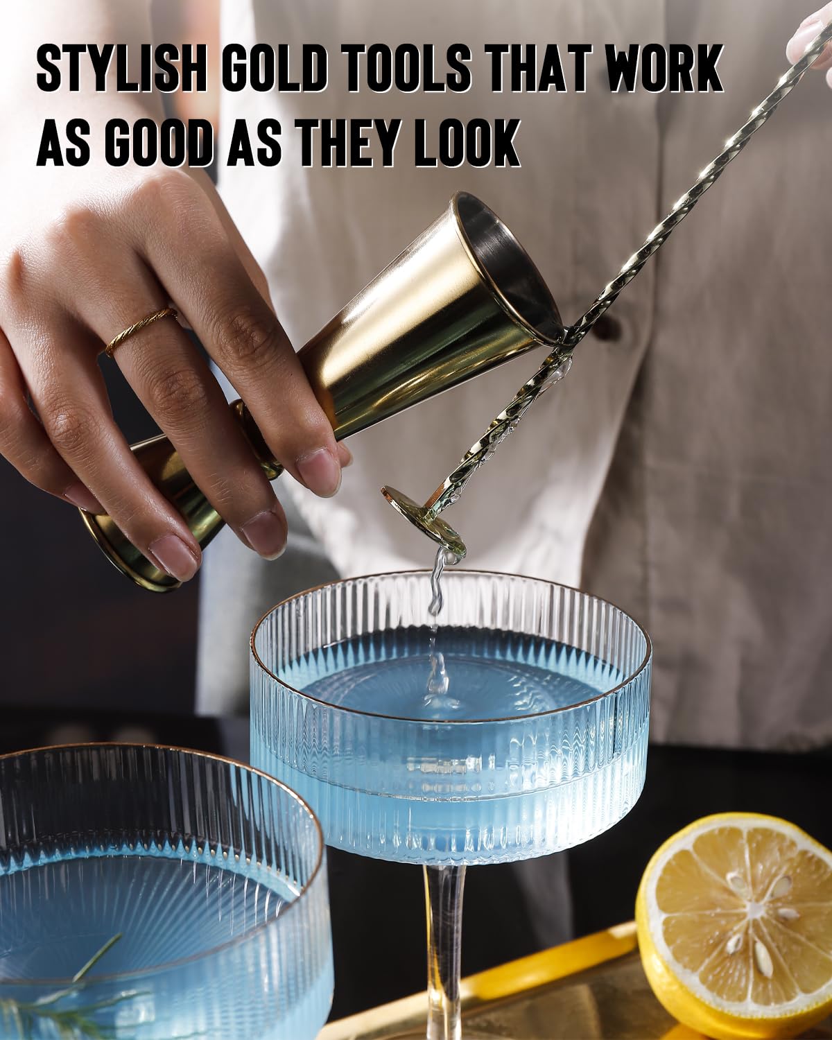 Physkoa gold finish lid adds sleek modern flair to any bar setup